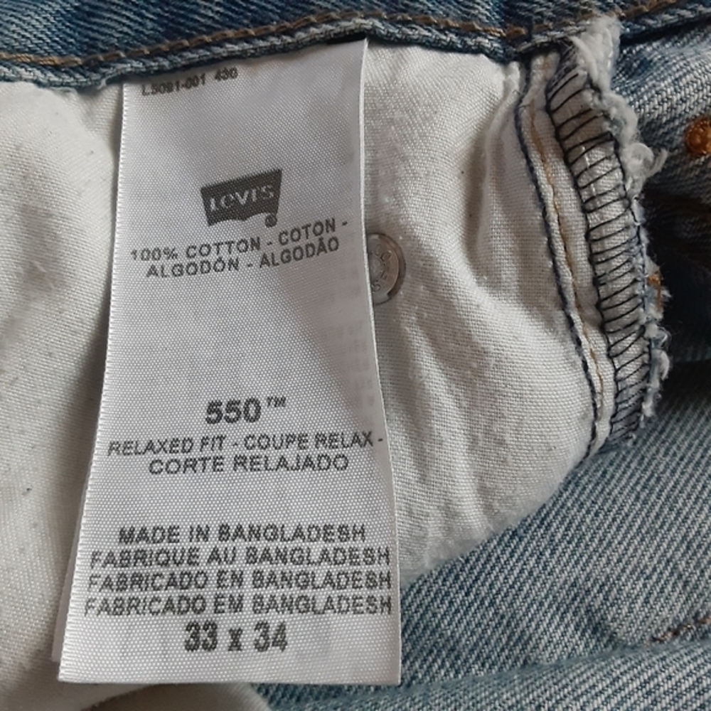 Levi's 550 Relaxed fit jeans,medium stonewash color,men's W33 L34 - Picture 11 of 16